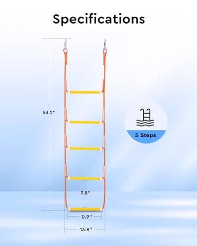 CO-Z 3 Step Removable Dock Ladder, Pontoon Boat Ladder with 350lb Load, Aluminum Swim Ladder with Wide Step & Nonslip Tread