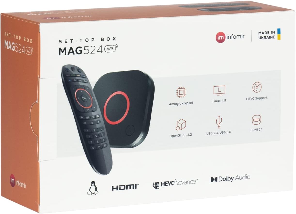 Genuine Mag 524W3 4K , Built-in Dual Band 2.4G/5G WiFi, Free Remote Control,HDMI Cable and US Plug - Mag524W3 - Mag 524 W3