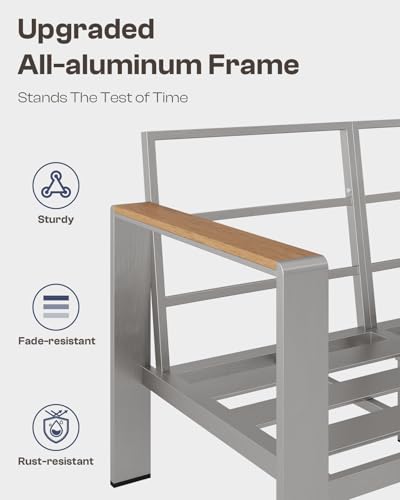 Aluminum Outdoor Patio Furniture Set with Coffee Table, 4 Piece Patio Conversation Sets with Washable Thick Cushions