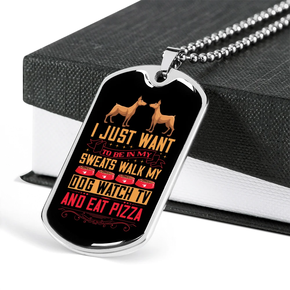 Walk My Dog Necklace Stainless Steel or 18k Gold Dog Tag 24" Chain