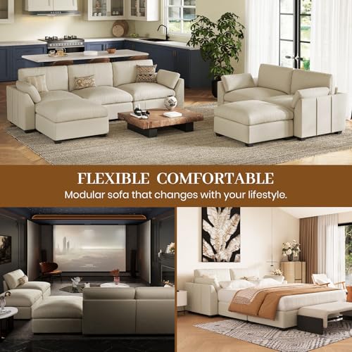 Belffin Extra Large Modular Sectional Sofa,106.3" 4-Seater L Shaped Couch,Velvet Convertible Sectional Couches for Living Room