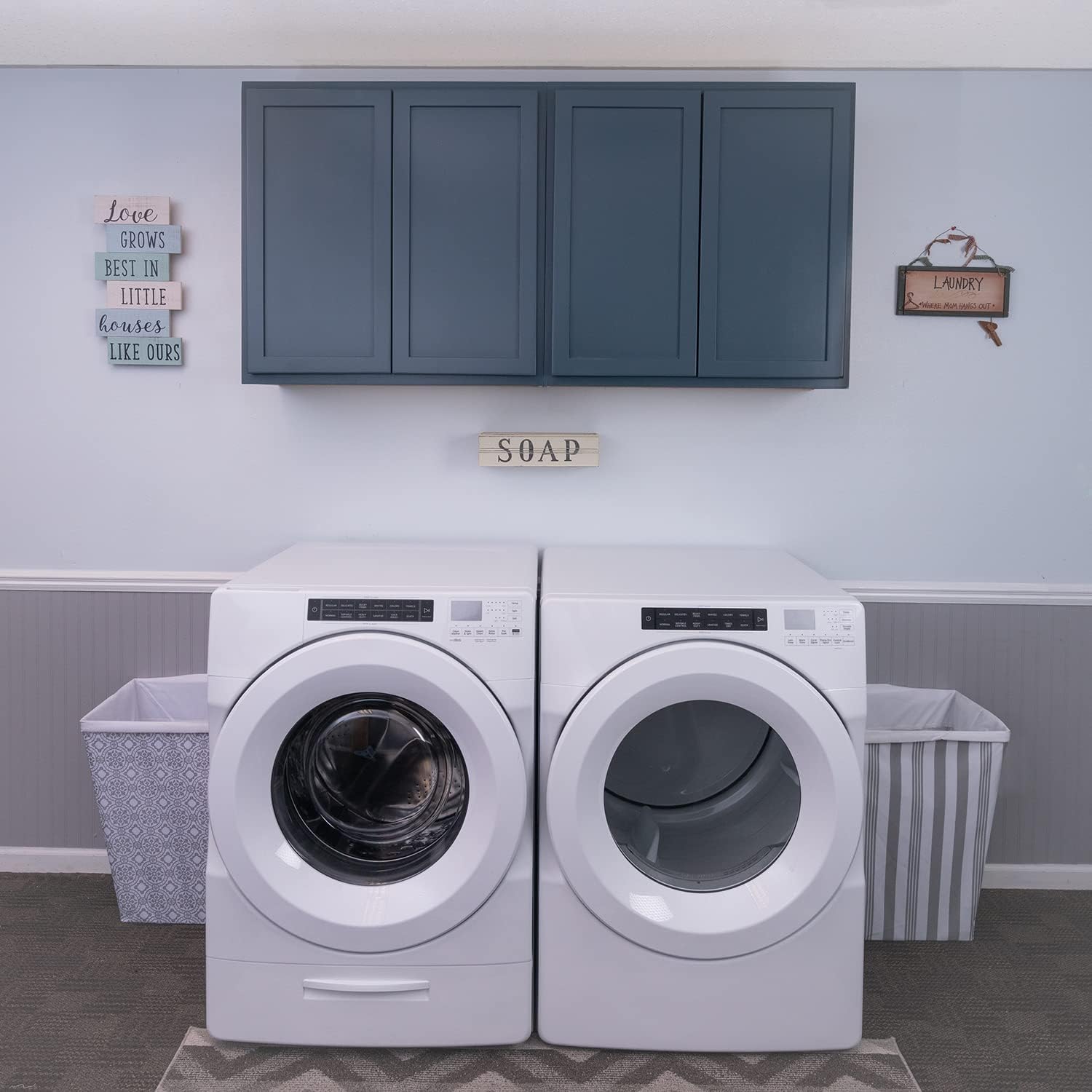 RTA (Ready-to-Assemble) Cabinets | Needlepoint Navy Starter Laundry Room Kit | 60" Wide | 2 x 30 W x 30" H x 12" D | Storage Cabinets | Shaker
