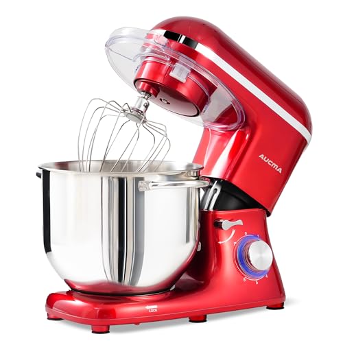 Aucma Stand Mixer,6.5-QT 660W 6-Speed Tilt-Head Food Mixer, Kitchen Electric Mixer with Dough Hook, Wire Whip & Beater (6.5QT, Black)