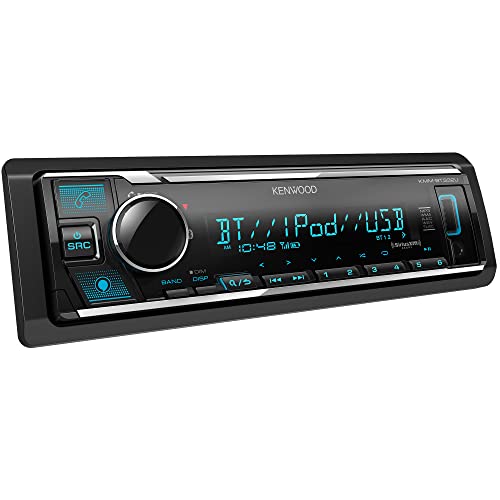 KENWOOD KMM-BT332U Bluetooth Single DIN Car Stereo with USB Port, AM/FM Radio, MP3 Player, Multi Color LCD, Detachable Face, Built in Amazon Alexa