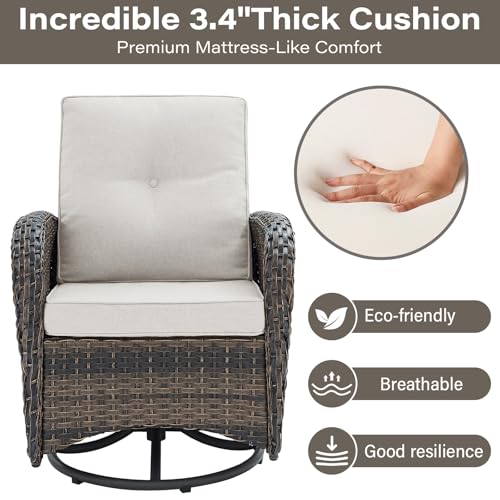 Patio Wicker Chairs Swivel Rocker - Outdoor Swivel Rocking Chairs Set of 2 with Rattan Side Table