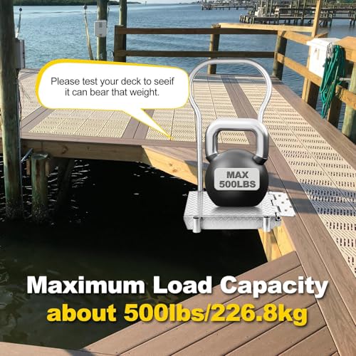 Folding Boat Boarding Platform with Handrail 500LBs Load Dock Step Dock Extension Ramp to Step Up Down Non-Slip Heavy Duty Steel rustproof with