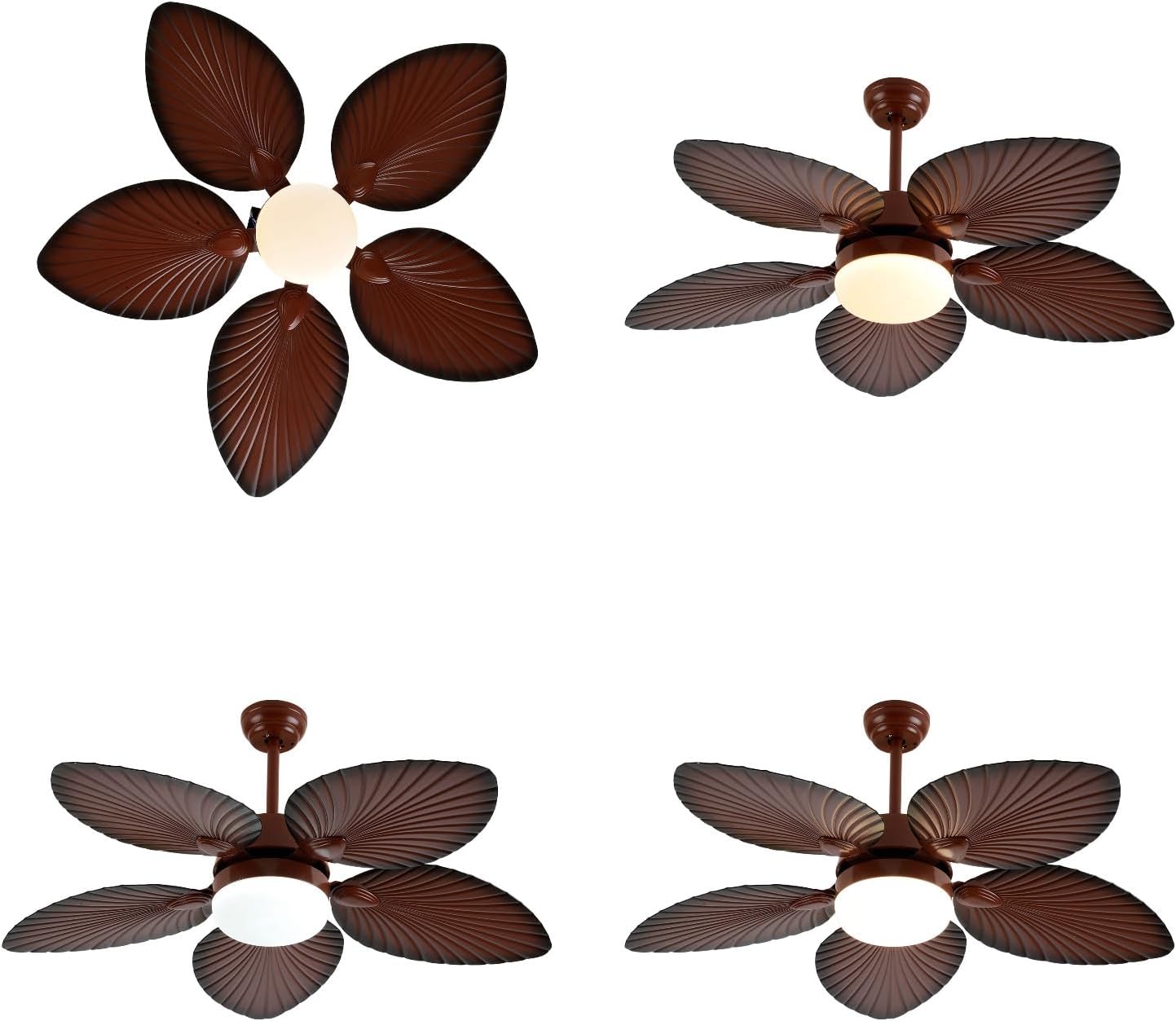 Ceiling Fan with Light, 42 Inch Tropical Coastal Indoor/Outdoor Ceiling Fan with LED Light and Remote Control, 3 Colors, 3 Speeds