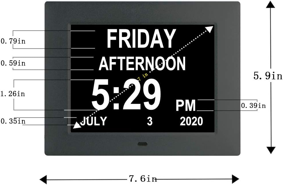 [Newest Version] Digital Calendar Day Alarm Clock with 8 Alarm Reminders,AM/PM Function