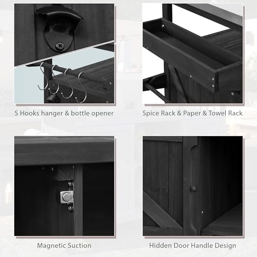 Farmhouse Kitchen Island with Power Outlet, Drop Leaf, Spice Rack and Drawer,Rolling Kitchen Cart on Wheels