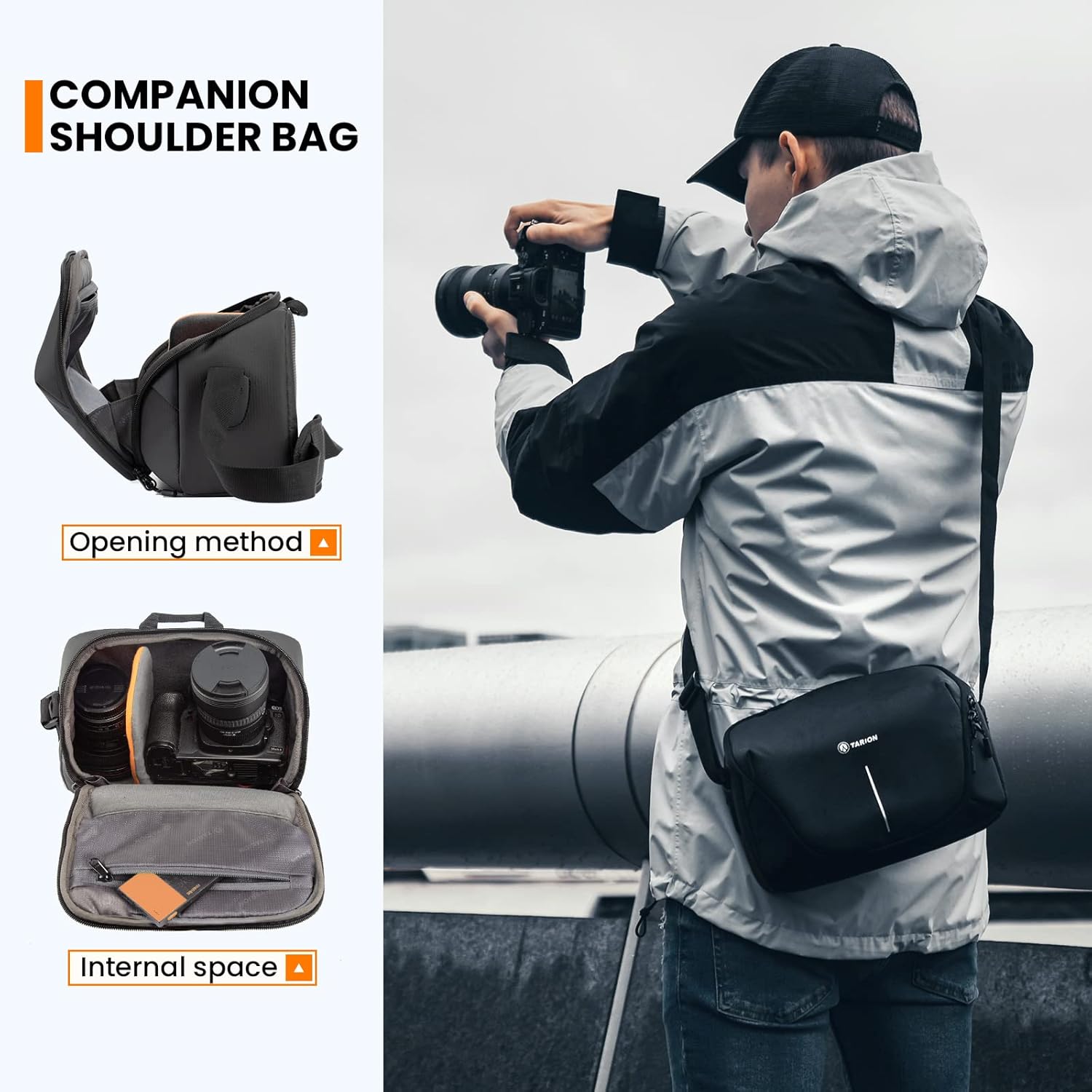 TARION Camera Backpack Large Camera Bag with Modular Insert Laptop Compartment Professional DSLR Camera Bag Backpack for Men Women Photographer(Zone