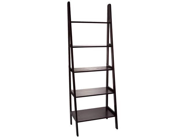 Casual Home 5-Shelf Ladder Bookcase Espresso Pack of 4