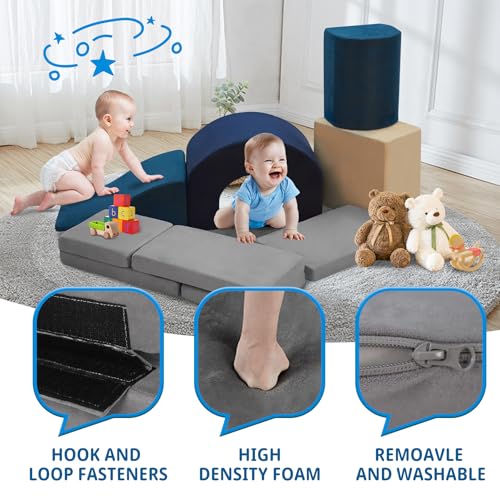 7 Pieces Climbing Toys and Blocks - Indoor Soft Foam Climber PlaySet for Toddlers, Kids, and Babies Ages 1-3 - Perfect for Crawling and Ball Pit Play