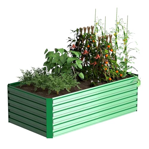 FOOWIN 2pcs 8x4x2ft Galvanized Raised Garden Bed, Planter Raised Garden Boxes Outdoor, Large Metal Raised Beds for Gardening