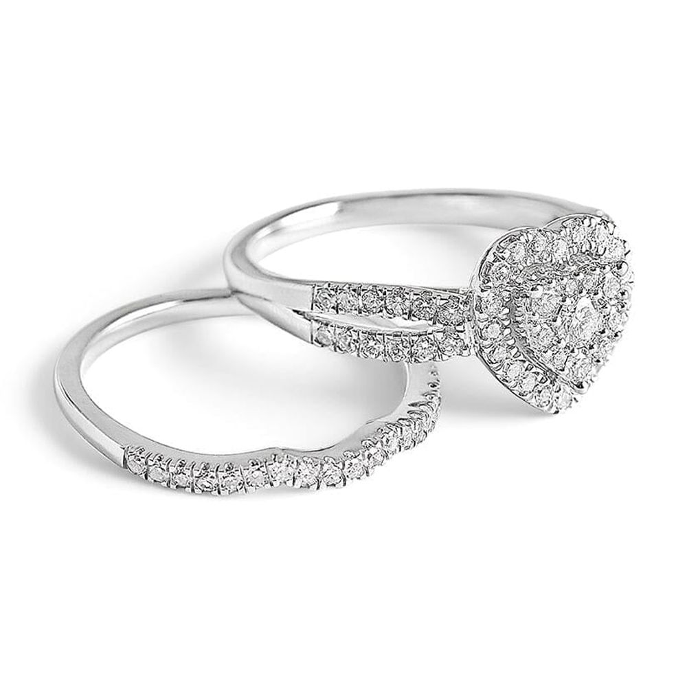 Auriga 925 Sterling Silver 3/4 Carat Heart Shaped Lab Grown Diamond Studded Ring for Women Size 7