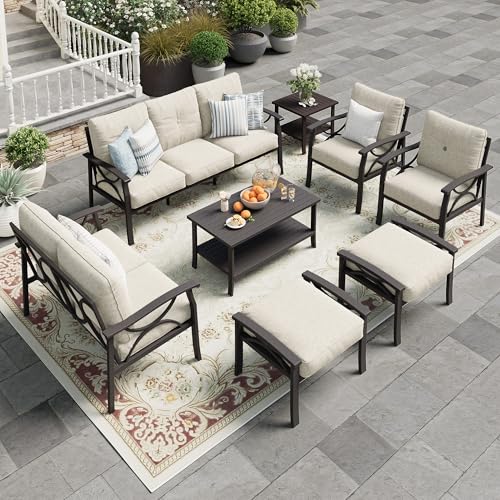 Wisteria Lane 5-Piece Outdoor Patio Furniture Set, Outdoor Metal Sectional Furniture with Cushions