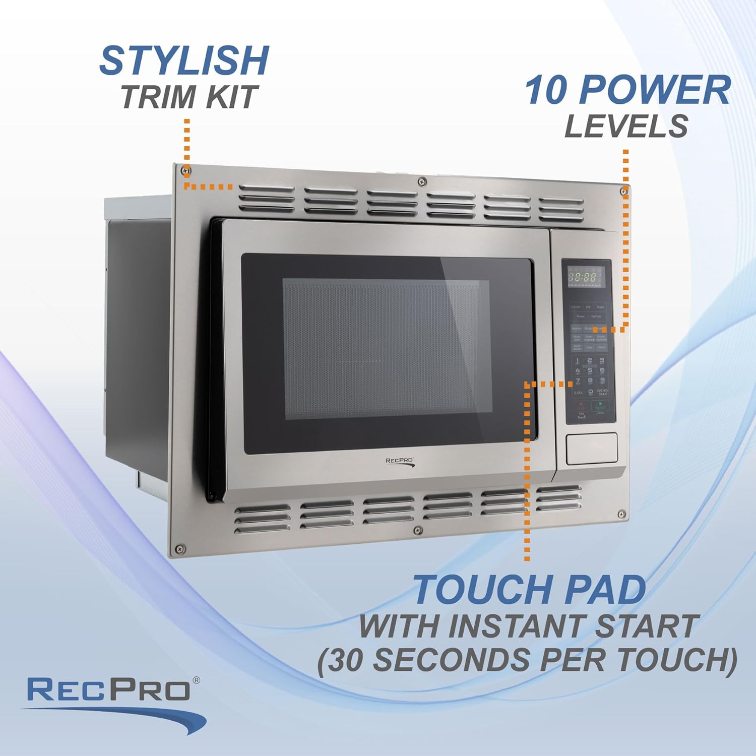 RecPro RV Convection Microwave Stainless Steel 1.1 cu. ft. | 120V | Microwave | Appliances | Direct Replacement for High Pointe and Greystone