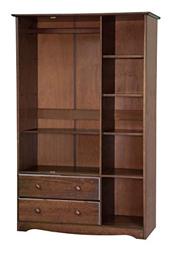 Palace Imports 100% Solid Wood Grand Armoire Wardrobe Closet, Java, 45.75" w x 72" h x 20.75", 4 Small Shelves, 1 Clothing Rod, 2 Drawers