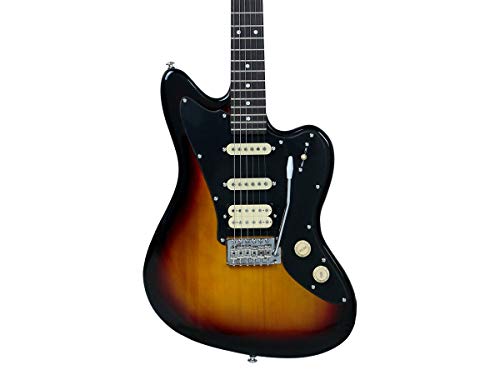 Monoprice Indo Series 6 String Basswood-Body Electric Guitar, Right, Sunburst (625882)