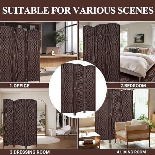Room Divider, Room Dividers and Folding Privacy Screens, 16in Privacy Screen, 6 Panel Temporary Wall Partitions, 6ft Space Separation Panel Screen