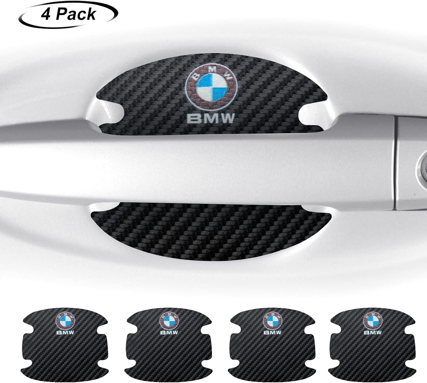 WENCHUAN 4PCS Car Carbon Fiber Sticker Suitable for Acura Car Door Handle Scratch Protective Film Sticker Car Logo Door Cup Scratch Protective Film