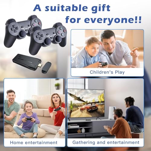 Wireless Retro Game Console, Nostalgia Stick Game Handheld Game Console with 20,000+ Games Built in and 9 Emulators Plug and Play Video Games for Tv