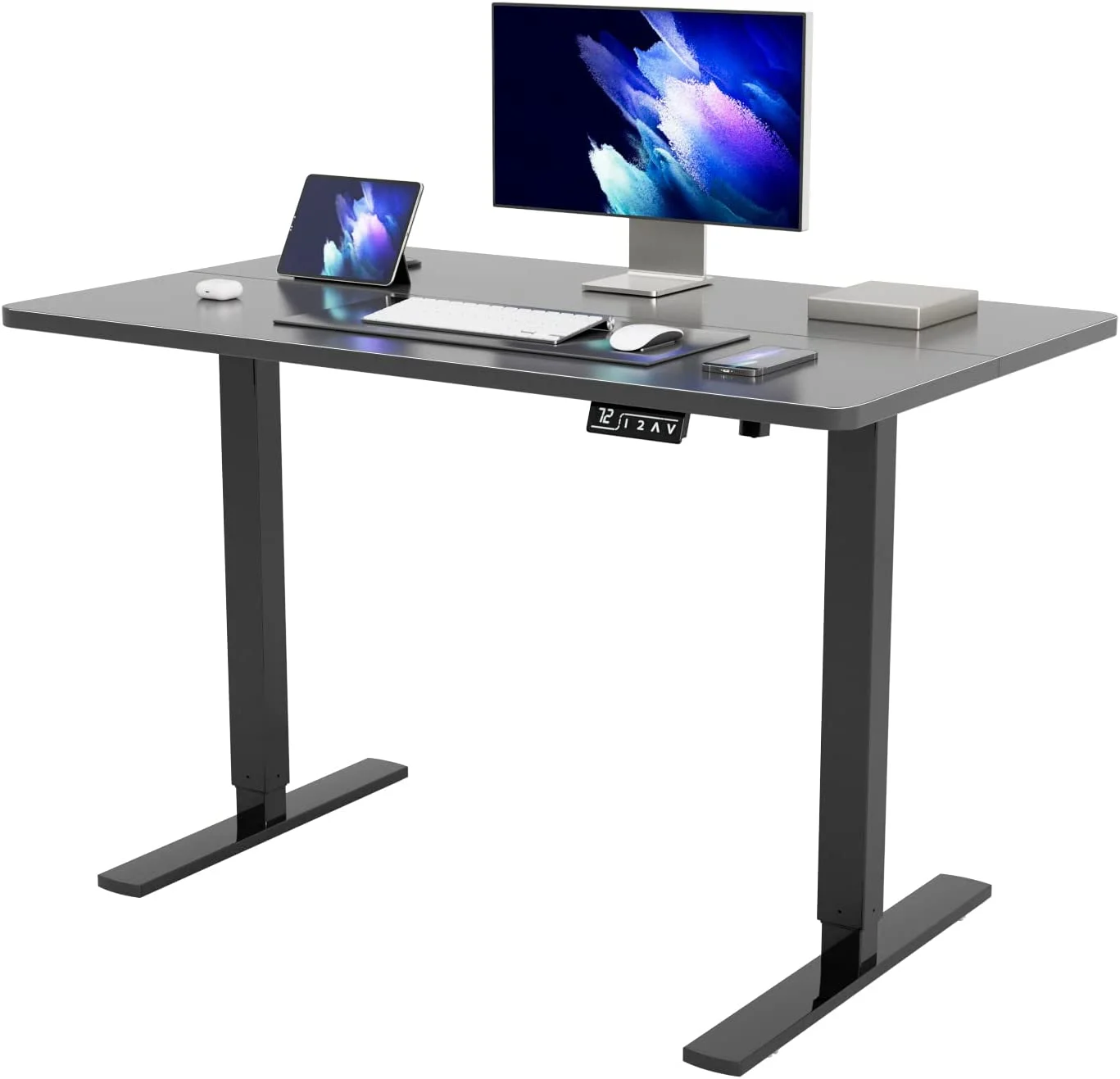 Height Adjustable Electric Standing Desk 40 inch Computer Table  Home Office Workstation  40in  White Leg/White Top