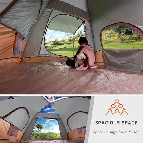 Upgrade Inflatable Camping Tent with Pump, Easy Setup 4 Season Glamping Tent