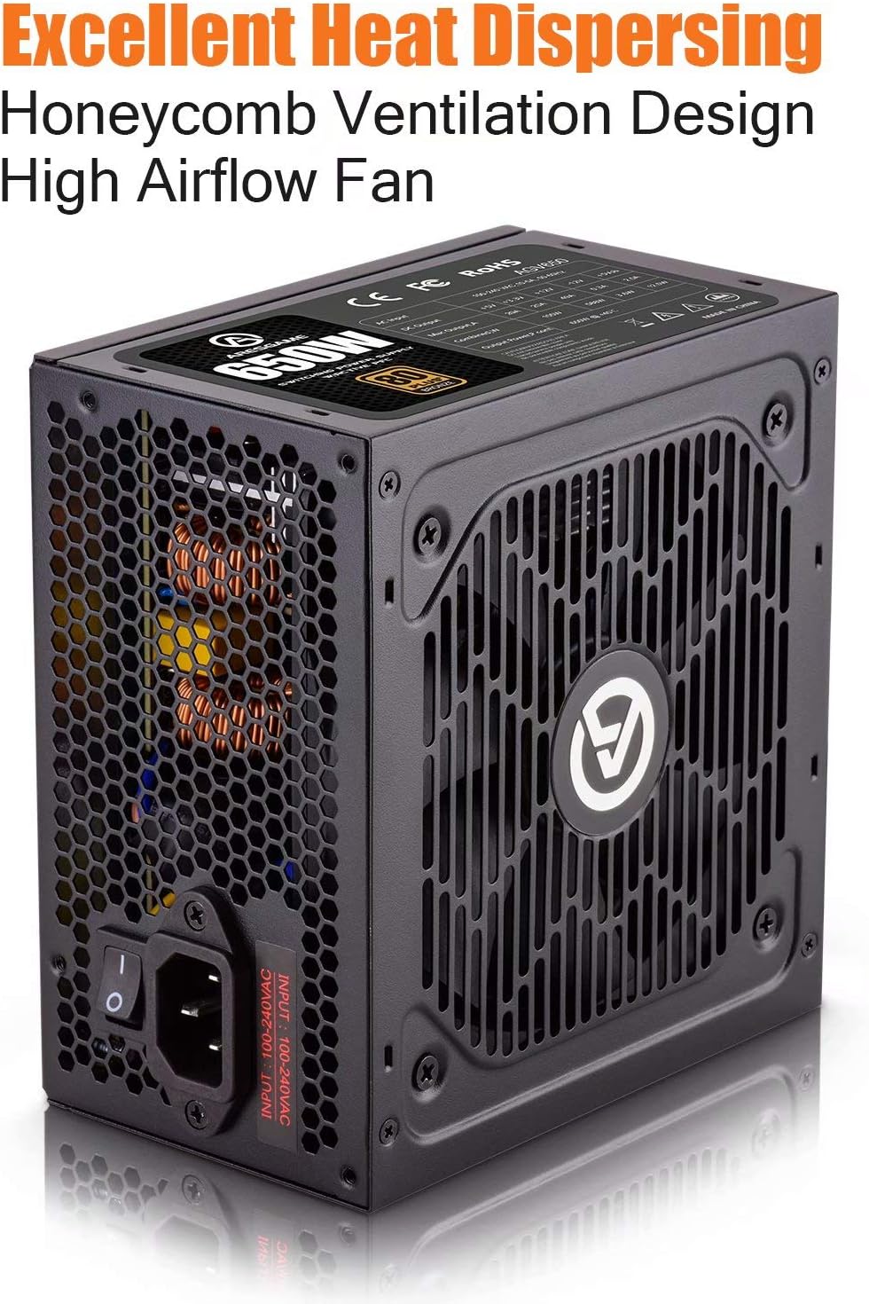 ARESGAME Power Supply 650W 80+ Bronze Certified PSU (AGV650) Pack of 2