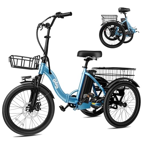 Triker Electric Bike, Peak 750W Brushless Motor Folding Trike Ebike, 468Wh Removable Battery, Step-Thru 3 Wheel Electric Bicycle, Up to 50 Miles