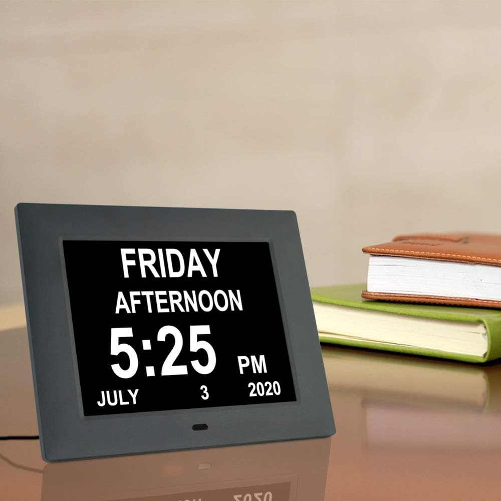[Newest Version] Digital Calendar Day Alarm Clock with 8 Alarm Reminders,AM/PM Function