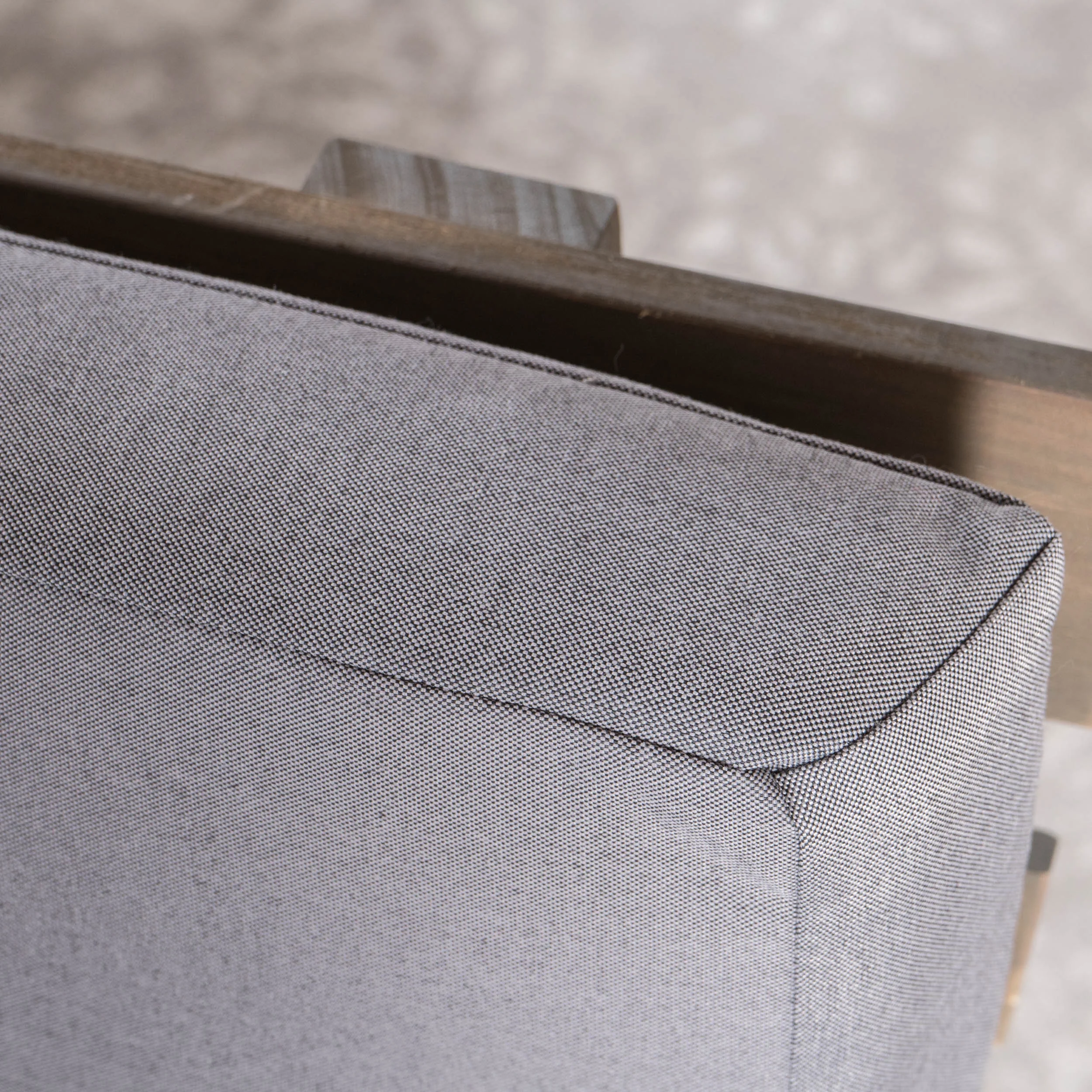 Emmory Indoor Minimalist Acacia Wood Left Sided Sofa with Cushions, Grey Finish and Grey