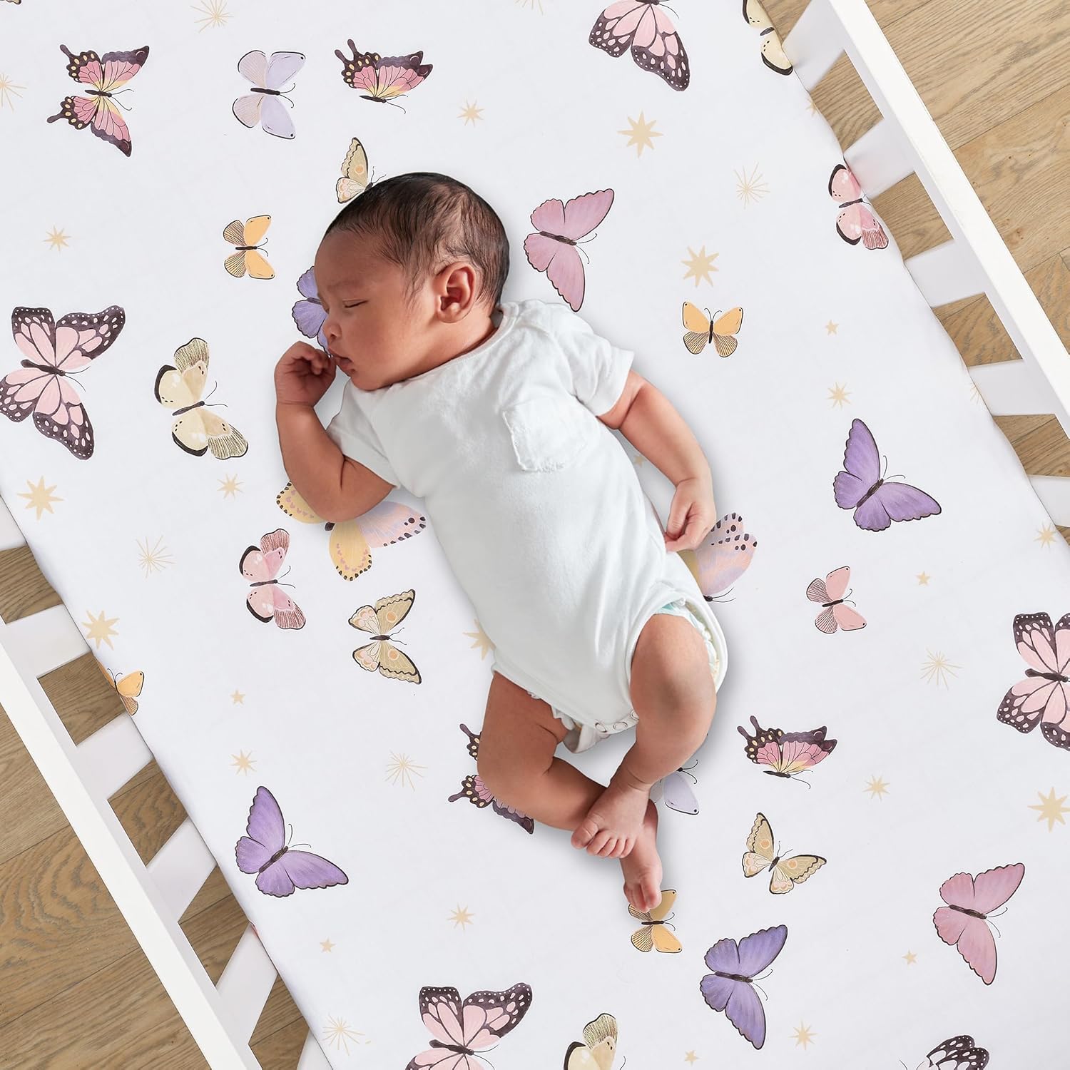 Lambs & Ivy Butterfly Dreams Pink/Gold 3-Piece Nursery Baby Crib Bedding Set