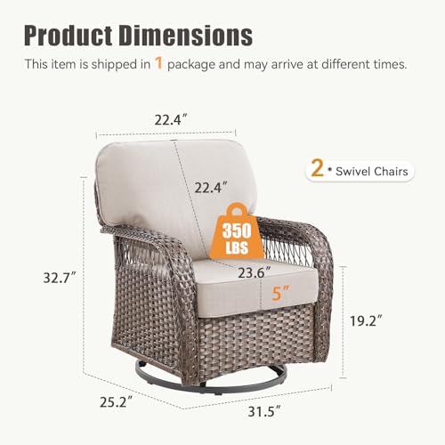 7 Pieces Outdoor Furniture Set with Swivel Chairs