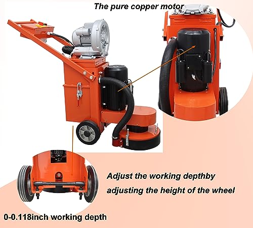 BREVELTION Cement Ground Grinder Grinding Concrete Epoxy Floor Paint and Cement Floor Polishing Dust-free Grinder 220V