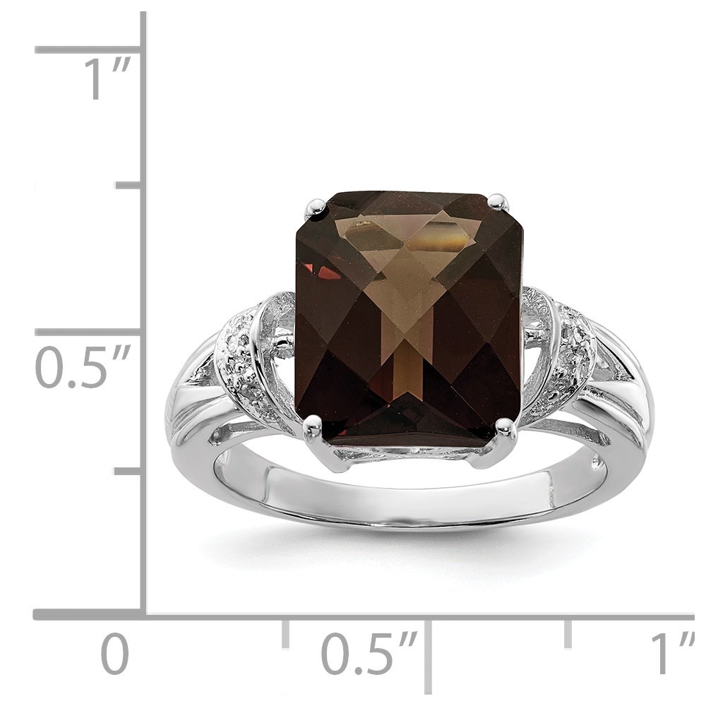 Auriga 925 Sterling Silver Smoky Quartz and Diamond Solitaire Engagement Ring Size 7 for Women