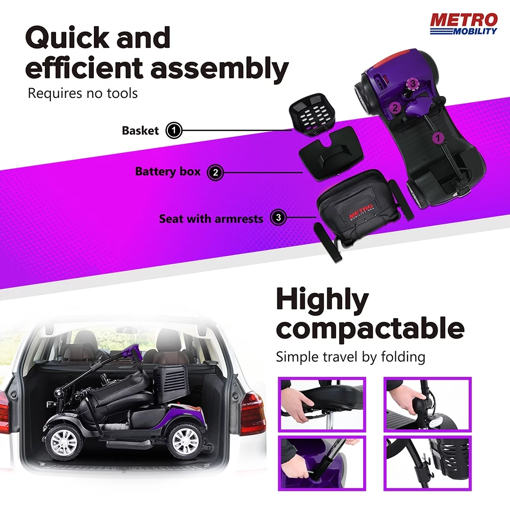 Outdoor Motorized Electric Carts for Senior, Heavy Duty Electric Scooters with 4 Wheel, Sliding Swivel Seat with Flip-Up Armrests for Adults