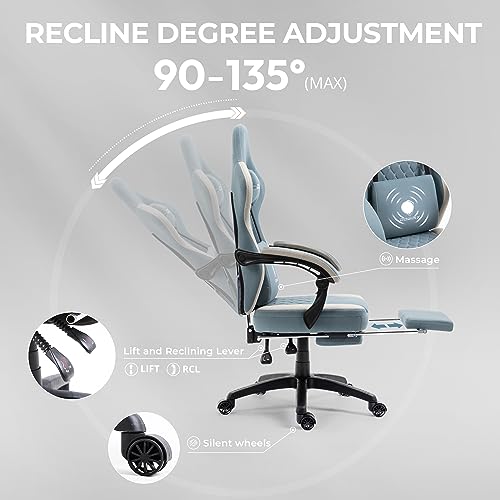 Dowinx Gaming Chair Breathable Fabric Computer Chair with Pocket Spring Cushion, Comfortable Office Chair with Gel Pad and Storage Bag