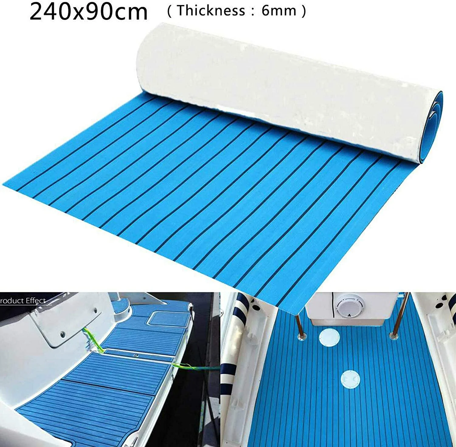 DENEST EVA Foam Teak Decking Sheet Non-Skid Self-Adhesive Sea Deck Carpet Mats 94.5"x35.4"