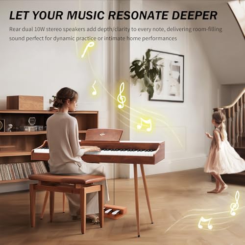 AiJoy Digital Piano 88-Key Weighted Action Keyboard, Home Electric Piano for Beginners with Triple Pedal, Compact Design