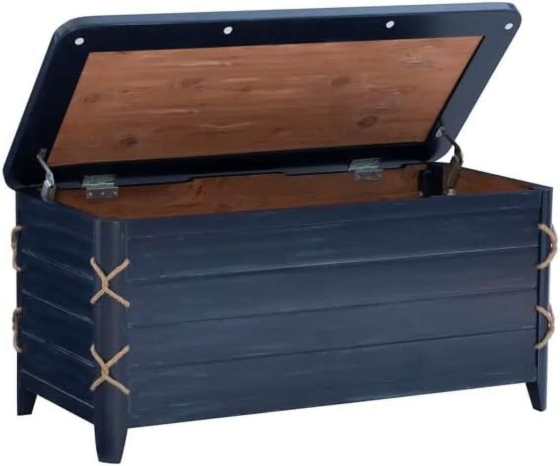 Zana Wood Rope Cedar Lined Storage Chest In Blue
