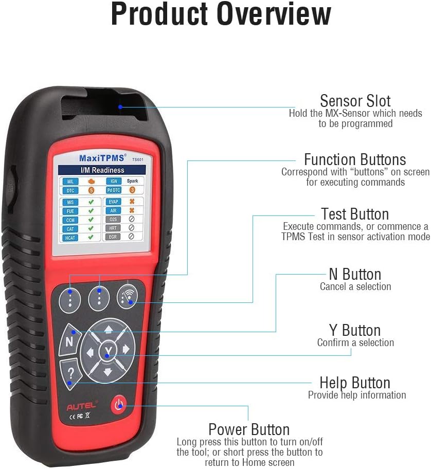 Autel MaxiTPMS TS601 Professional TPMS Service Programming Tool & Tire Pressure Monitor System Diagnostic Tool with ODB II Function