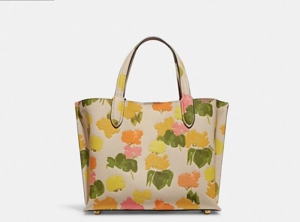 COACH Floral Printed Leather Willow Tote 24 Multi One Size