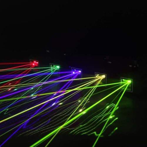 U`King Stage Laser Light, 5 Beam Sound Activated DJ Party Lights RGBYC LED Music Projector with Remote Control DMX for Dancing Birthday Bar Pub Stage
