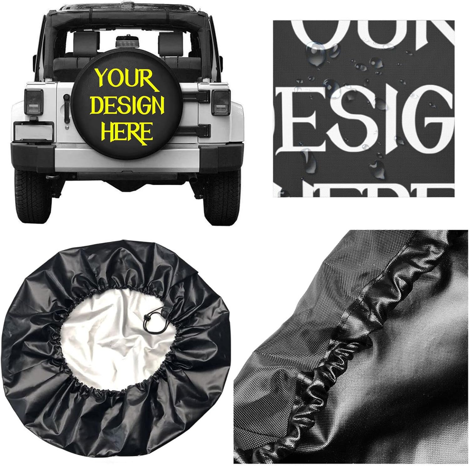 Custom Spare Tire Cover, Add Your Own Personalized Waterproof Universal Wheel Tire Protector with Picture Text Fit for for Jeep,Trailer, Rv