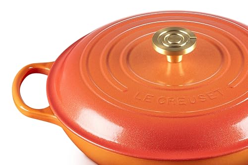 Le Creuset Enameled Cast Iron Signature Oval Dutch Oven, 15.5 qt., Flamme Doree with Crucible Knob