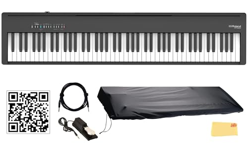 Roland FP-30X 88-Key Digital Piano - Black Bundle with Adjustable Stand, Bench, Sustain Pedal, Online Piano Lessons, Instructional DVD