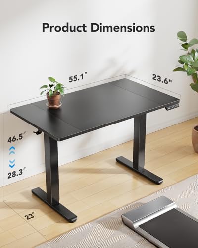 HUANUO Electric Standing Desk, 71 x 35 inch Large Height Adjustable Table, Powerful Brushless Motor, 4 Memory Preset, Sit Stand Up Desk