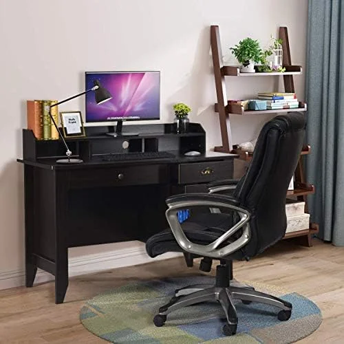 RUNFAYBIU Computer Desk with Drawers and Hutch  Farmhouse Home Office Desk Writing Table Wood Executive Desk Student Desk with File Drawer for Small