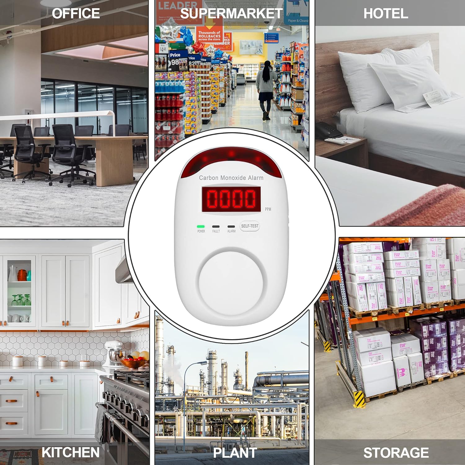 Plug-in Carbon Monoxide Detectors,Koabbit CO Level Monitoring Alarm with Light & Digital Display for Home/Kitchen/Bedroom,Accurate & Easy to Install