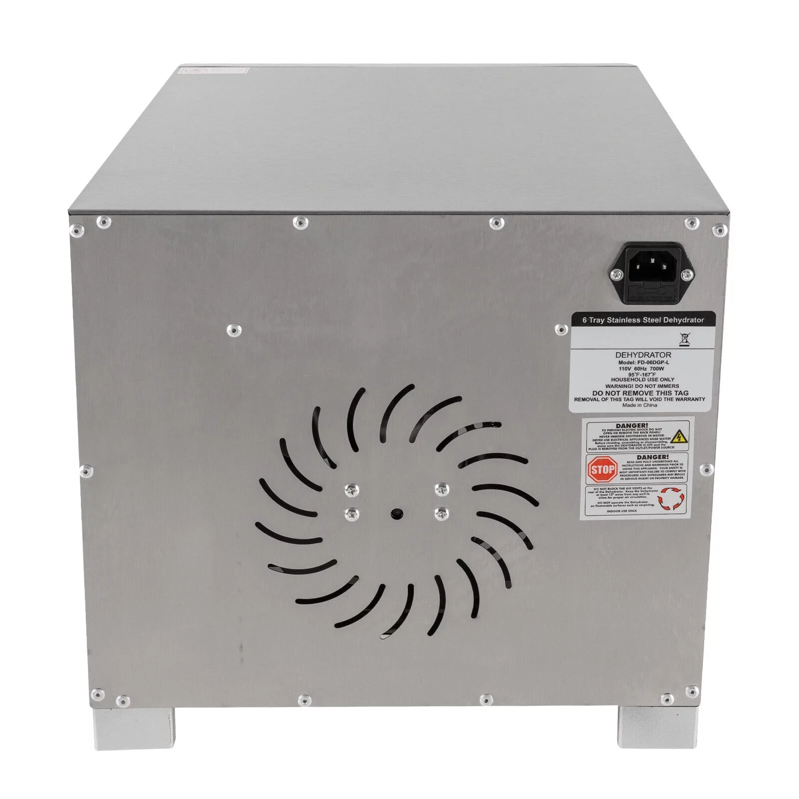 Denest Commercial 6 Tray Food Dehydrator Stainless Steel Fruit Meat Jerky Dryer 700W w/ Temp Control